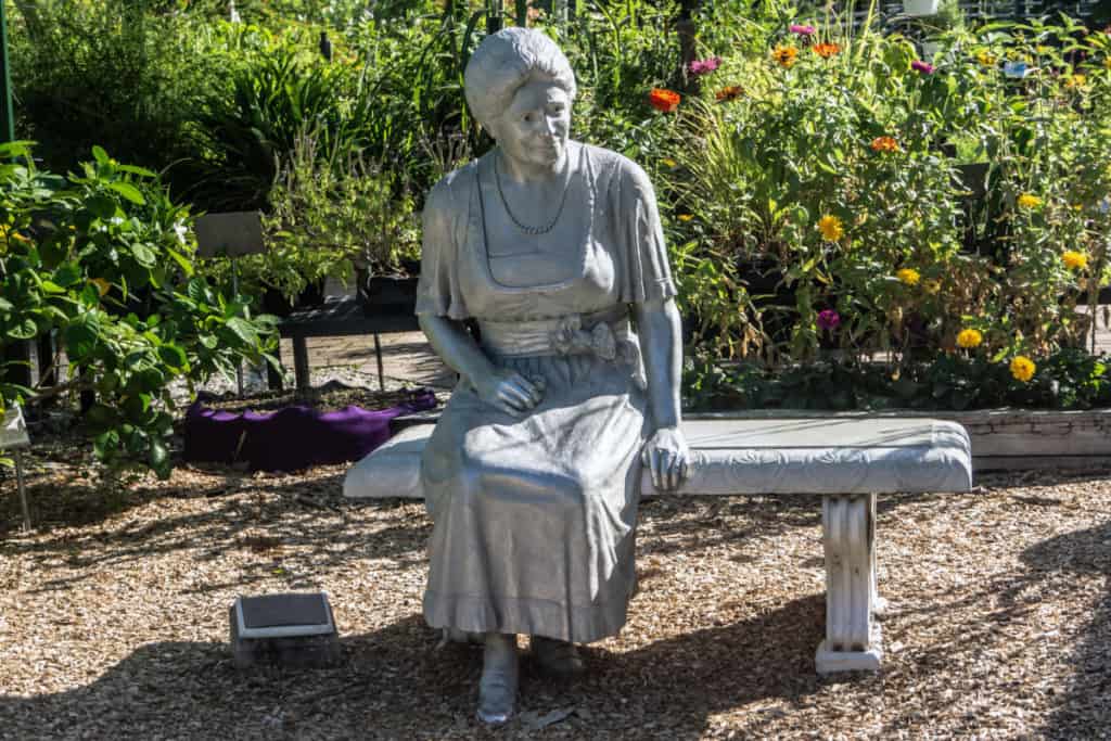 Statue of Mina Edison on her Garden Bench