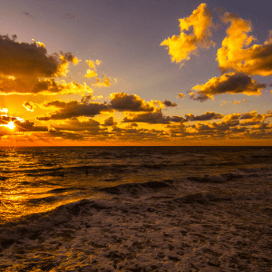 Sunset on the Naples Gulf beach. More expectations for the month of March.