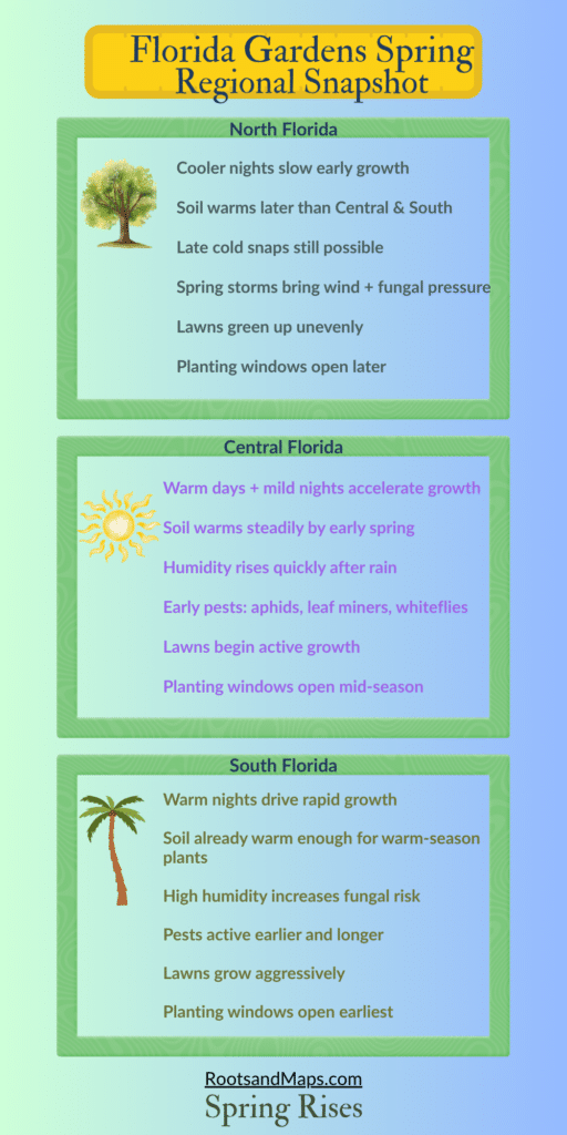 Features of Florida's three gardening regions