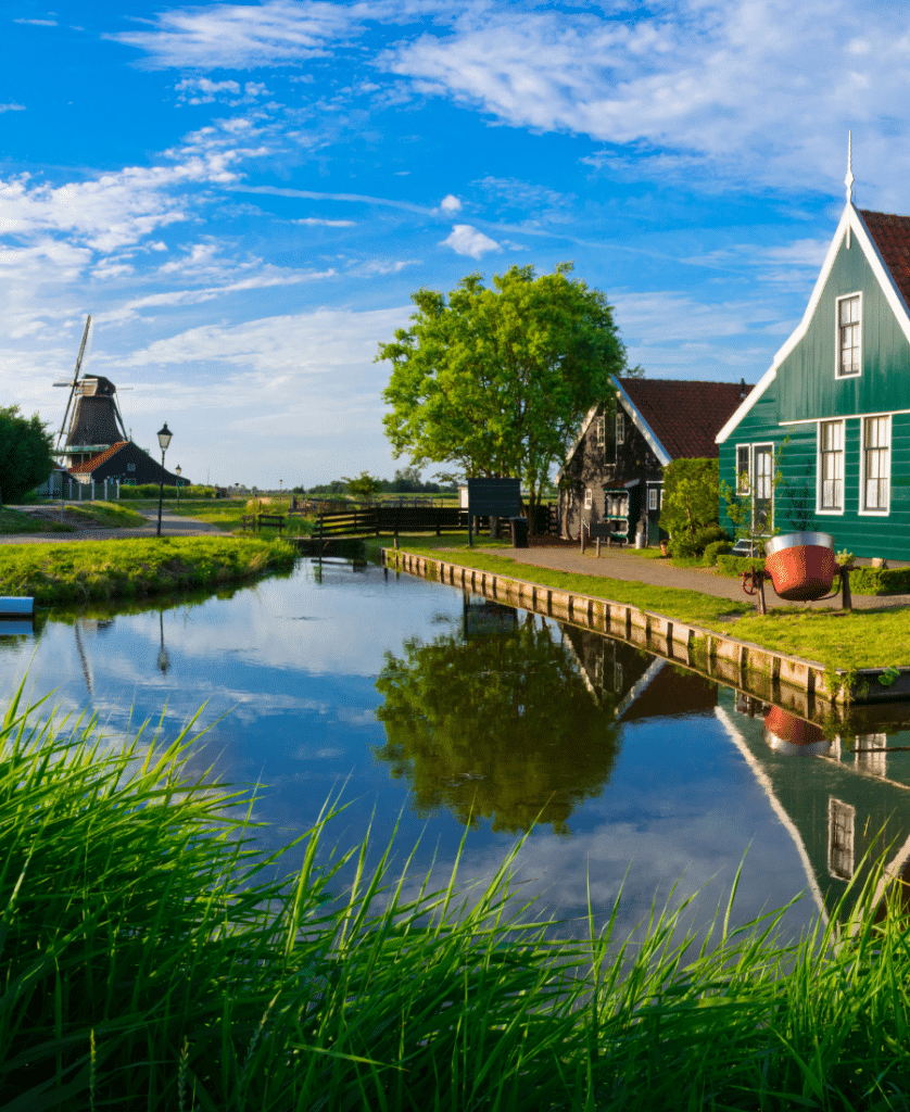 The Zaanse schans windmills. 18th-19 th century town of windmills crafts and food to visit near Amsterdam