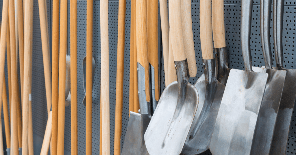a row of heavy duty digging tools