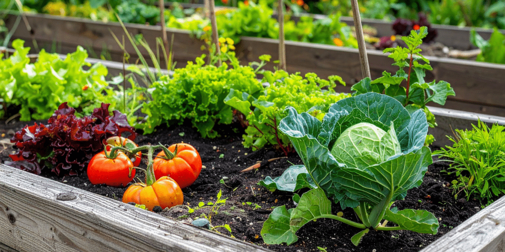 A bountiful vegetable garden in August