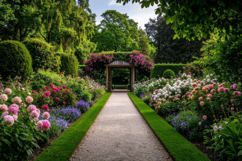 An ornamental garden in early fall.