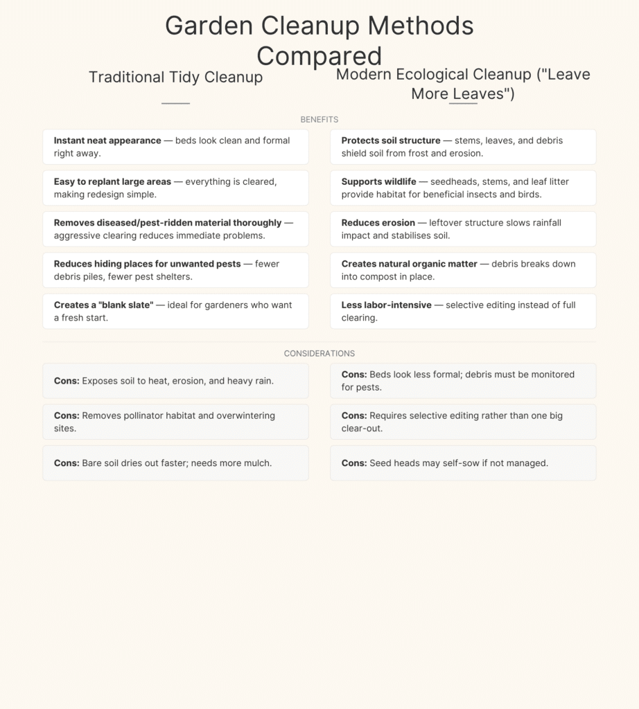 Old and New fall cleanup chart