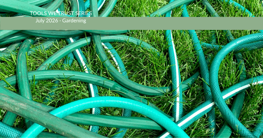 A mess of tangled garden hose.