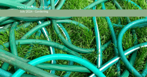 A mess of tangled garden hose.